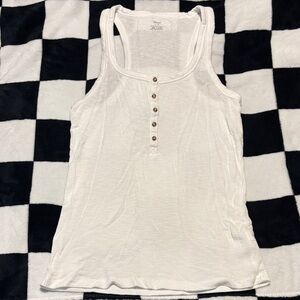 Aerie White Button-Front Tank Top